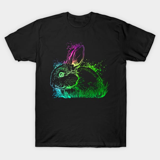 Colorful rabbit T-Shirt by Modern Medieval Design